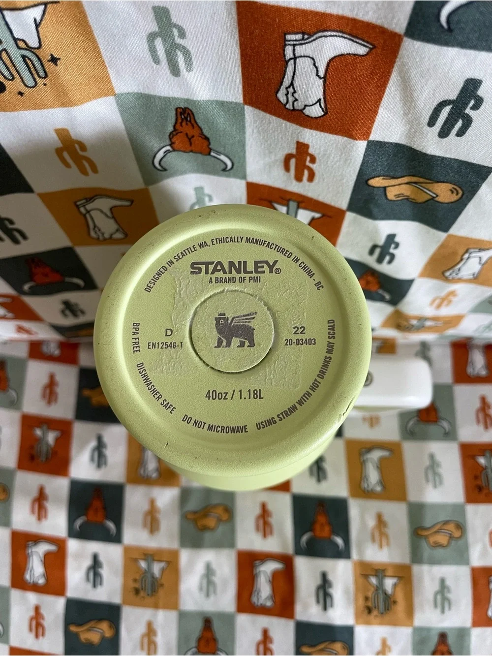 Stanley Light Green Insulated 40 oz Cup with White Handle - Picture 7 of 7